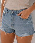 Short en jean foncé - Troué