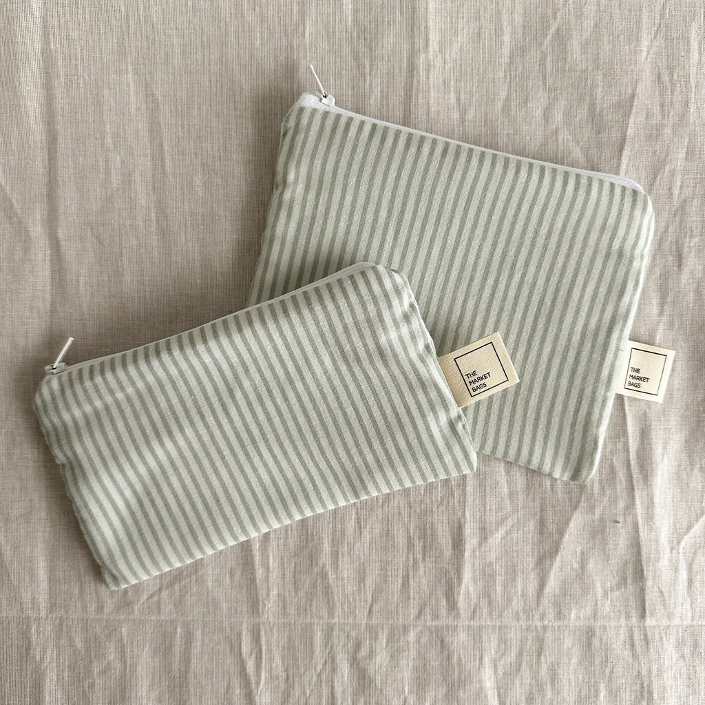 Water Resistant Snack Bag - Sage Stripes