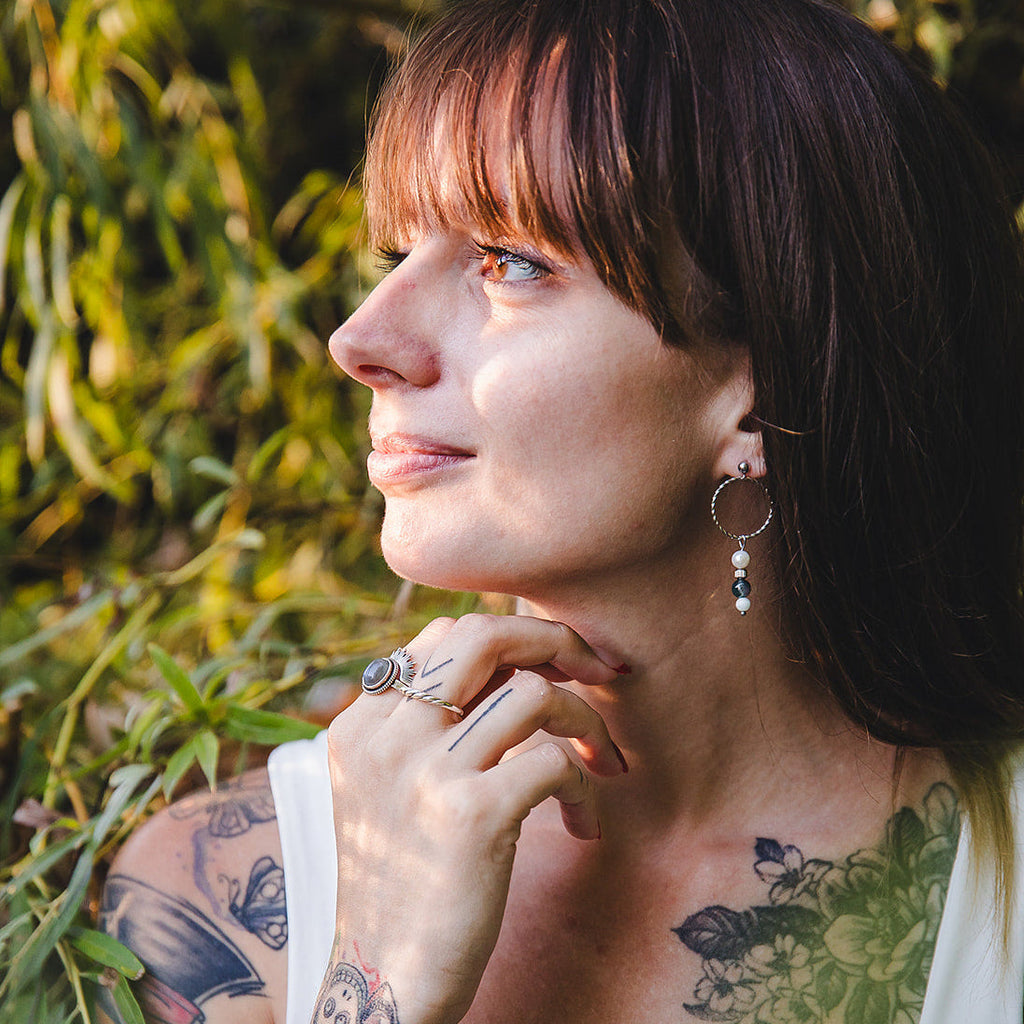 Boucles d’oreilles en pierres naturelles et perles d’eau douce | CHLORIS