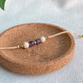 Bracelet cordon ajustable avec améthyste | ZÉPHYR