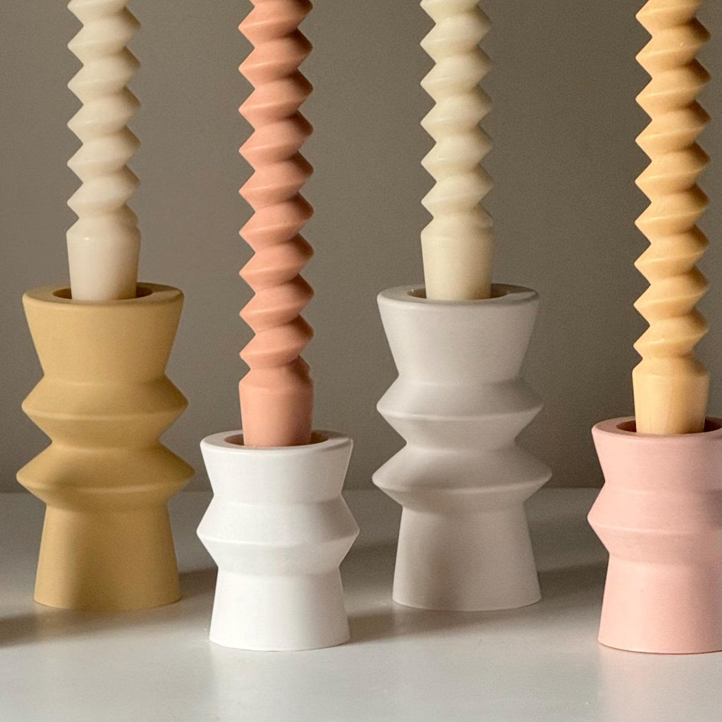 Spiral Column Taper Candle: Handmade Soy Dinner Candle